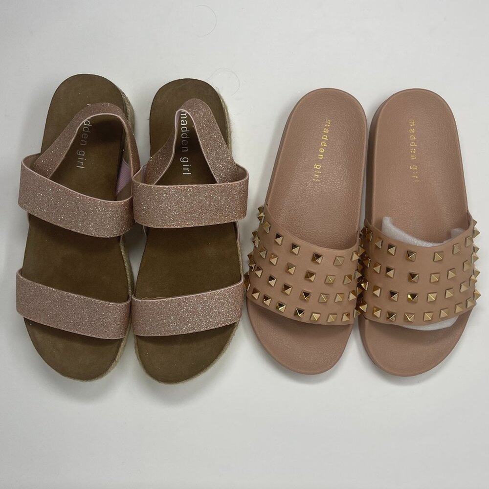 Madden Girl Glitter Sandals and NEW Studded slides 8.5
